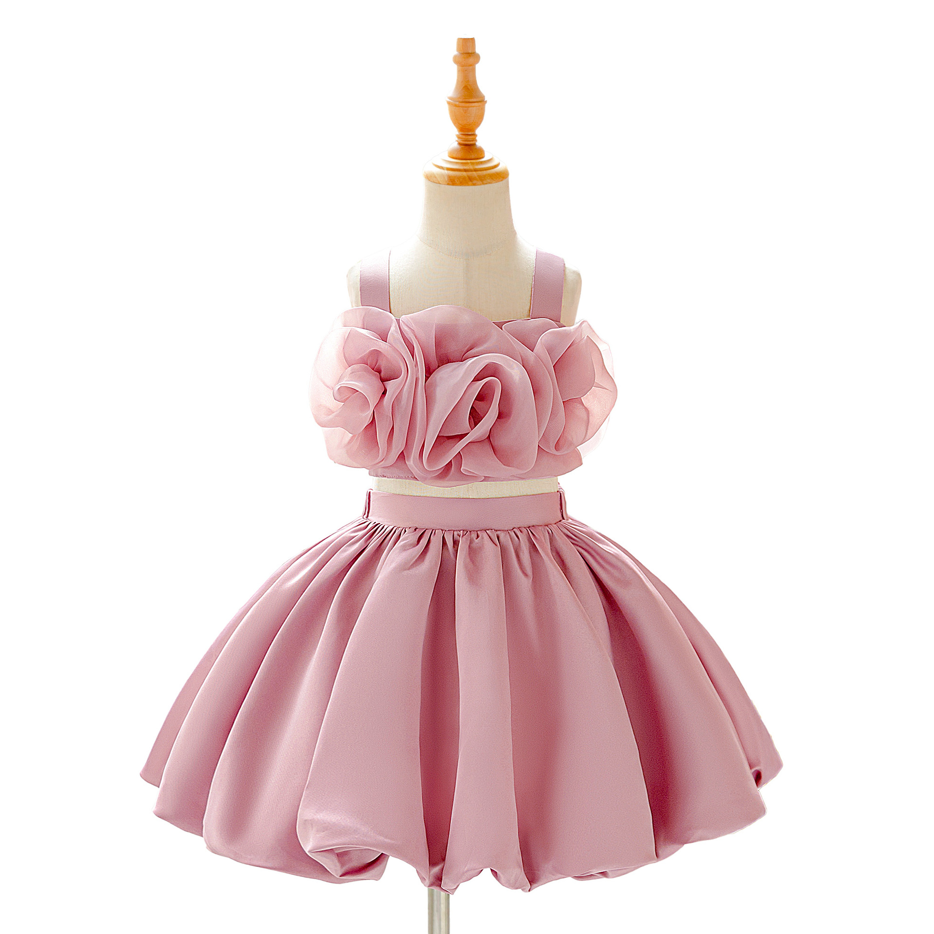 2026 vestidos de niñas dos piezas con flores estereoscópicas floral floreciente vestido de noche de primavera vestido de princesa