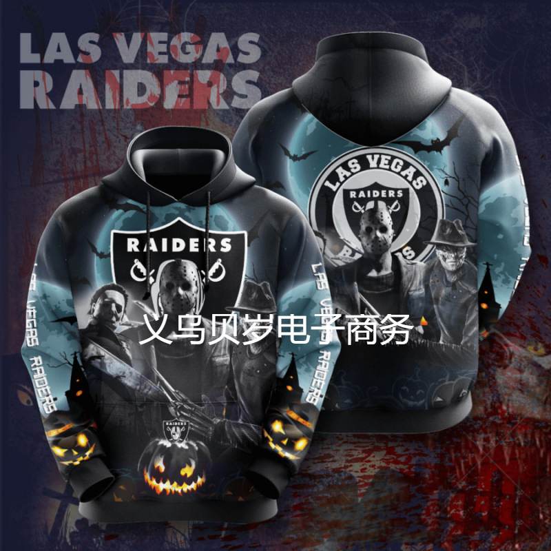 Cross-Border Gun Version Las Vegas Raiders West Branch Championship Side Cap Sweatshirt Men's American Style