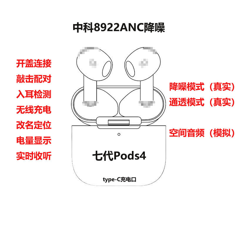Huaqiangbei 第 4、5、7 世代 Air Jerry Zhongke Yuehu は、Apple pro2 ノイズリダクション Bluetooth ヘッドセットのクロスボーダーに適しています|undefined