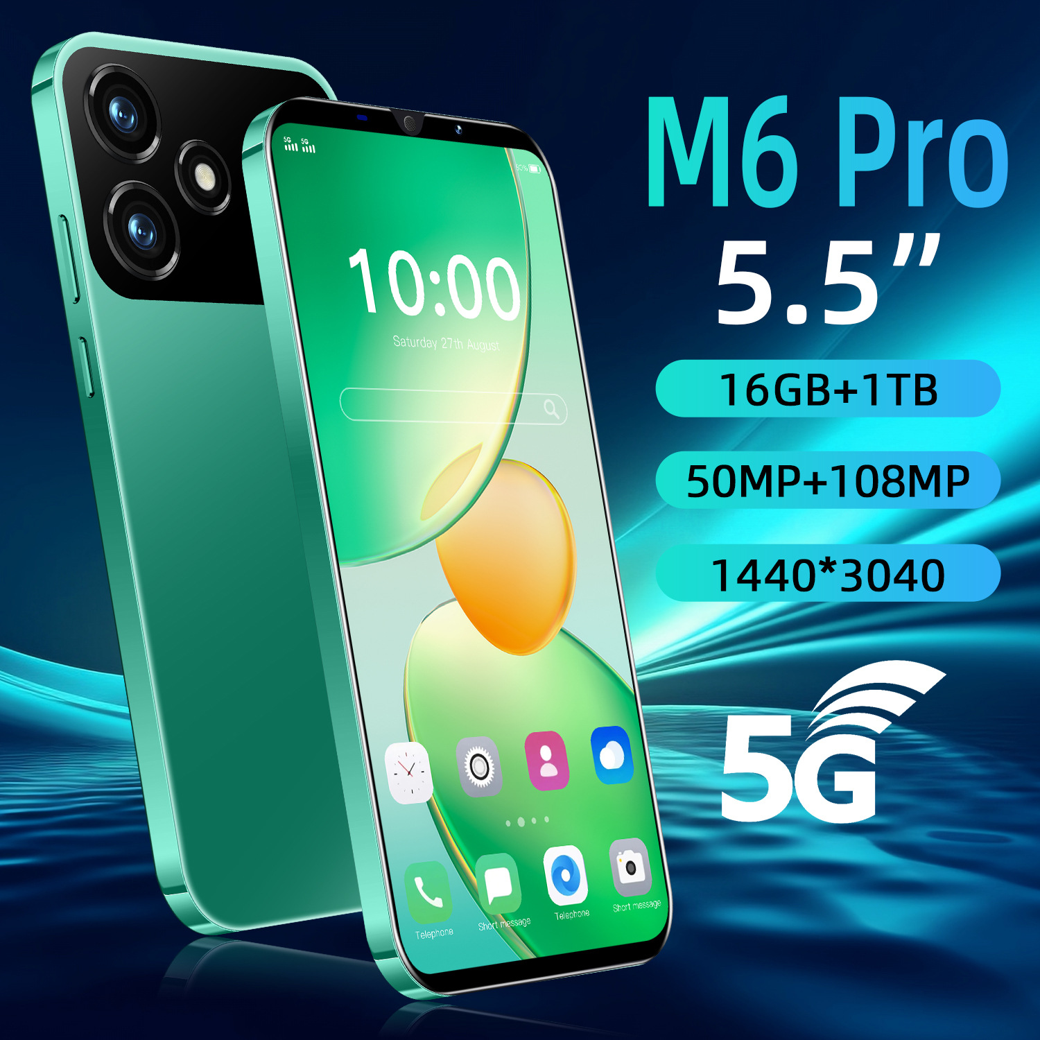 M6 Pro新款跨境5.5寸 16+1T安卓8.1现货外贸智能手机源头厂家代发