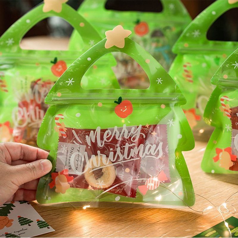 Bolsa de turrón en forma de dibujos animados bolsa de embalaje de dulces de regalo de Navidad comida Candy ziplock bolsa de plástico bolsa de pie