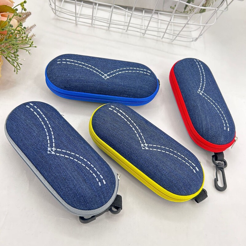 Eva Cartoon Colorful Zipper Glasses Case Portable Denim Hook Myopia Glasses Sunglasses Zipper Glasses Case