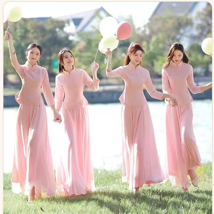 Gray Bridesmaid Dress 2026 New Style Elegant High-End Slimming Fairy-Like Sister Dress Evening Gown Spring Summer Chinese Style Slim Fit