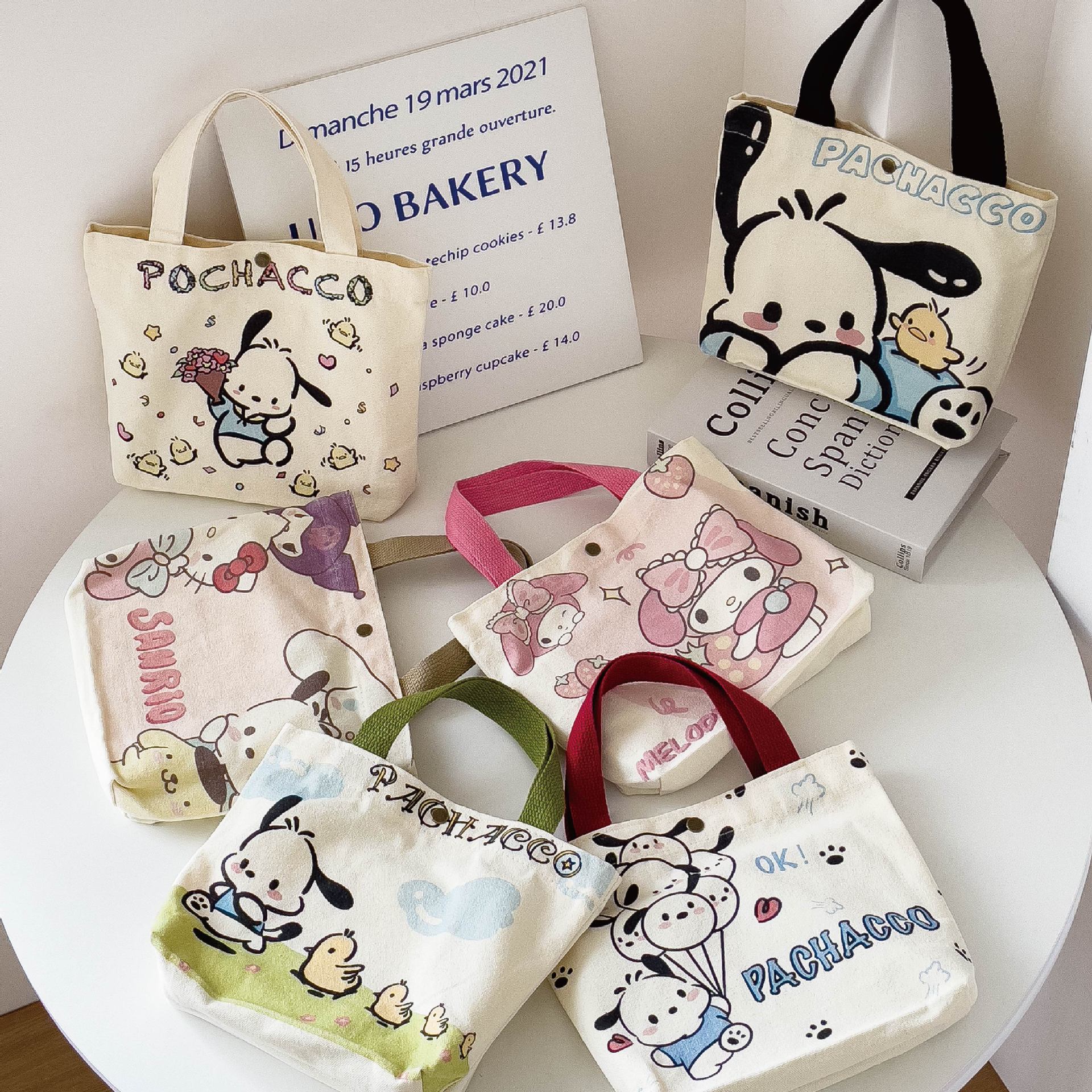japanese style cartoon cute portable canvas bag student mini handbag canvas bag custom logo special-interest design
