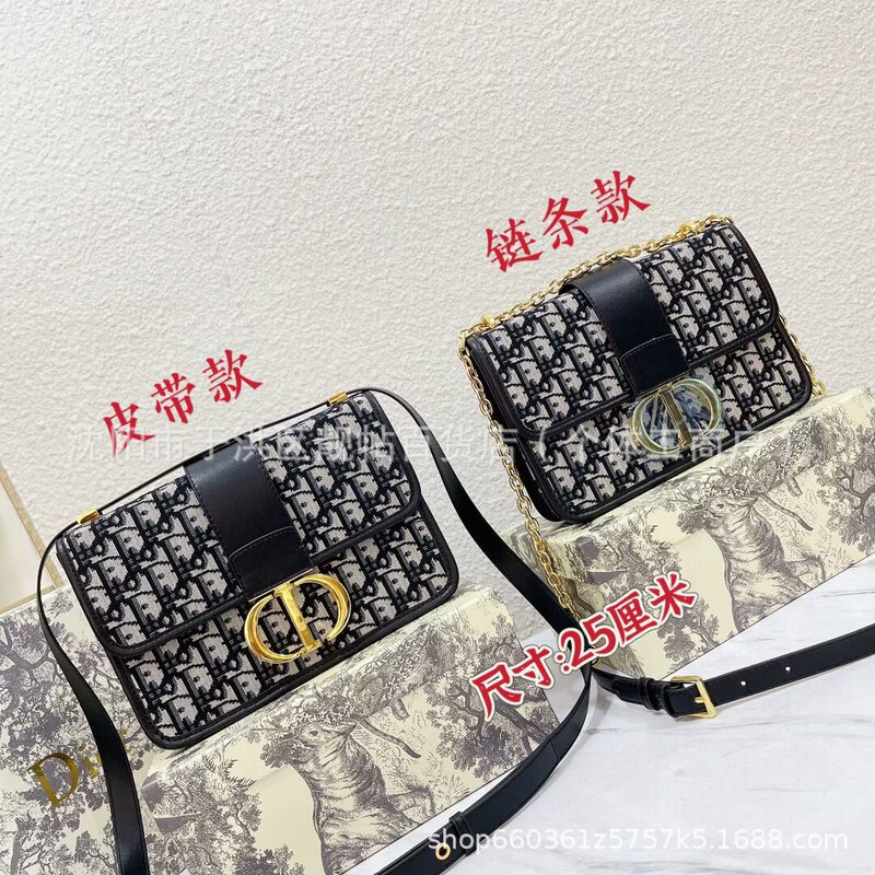 Bags Genuine Leather Women's Bag 2024 New Trendy High-End Canvas Montaigne Bag Shoulder Crossbody Chain Presbyopic Saddle Bag