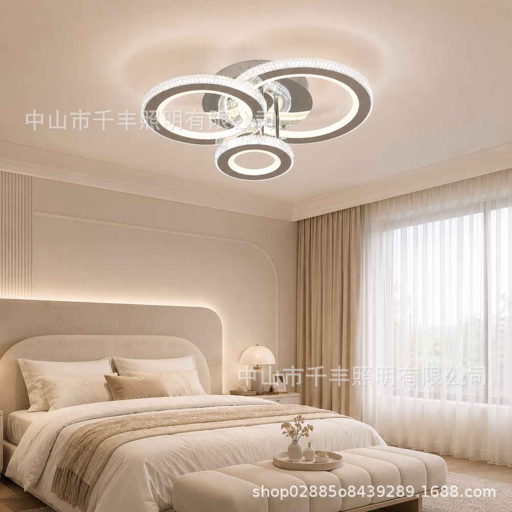 Transfronterizo caliente LED anular iluminación de techo nórdica iluminación hotelera moderna y simple estudio sala de estar luz principal