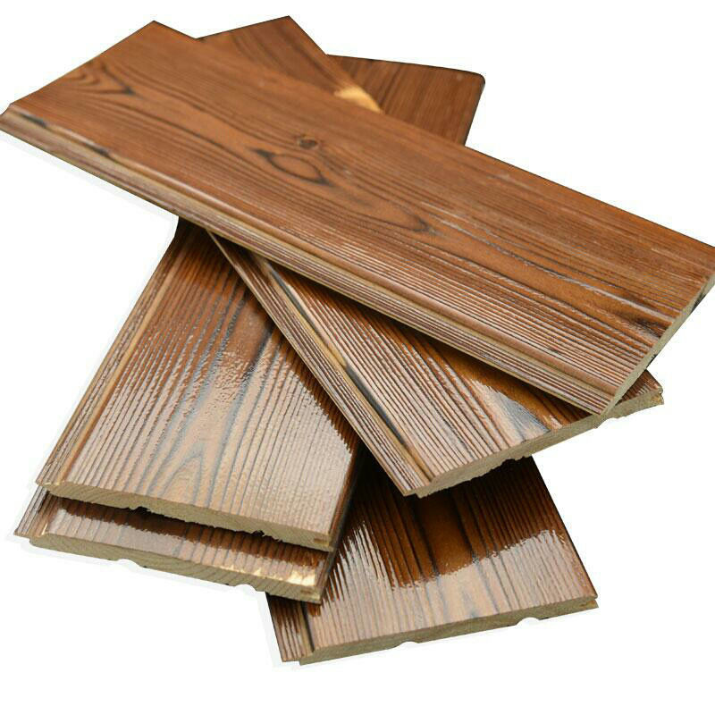 Anti-corrosion wood board deep carbonized sauna board paint-free tongue and groove solid wood ceiling brushed carbonized shop restaurant B&B