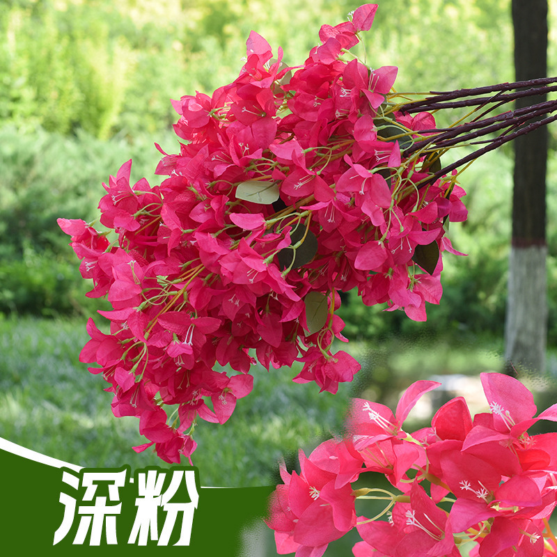 模擬三角梅の枝、造花、家の装飾、結婚式のアーチ、天井の造園、装飾花、緑の植物、造園|undefined