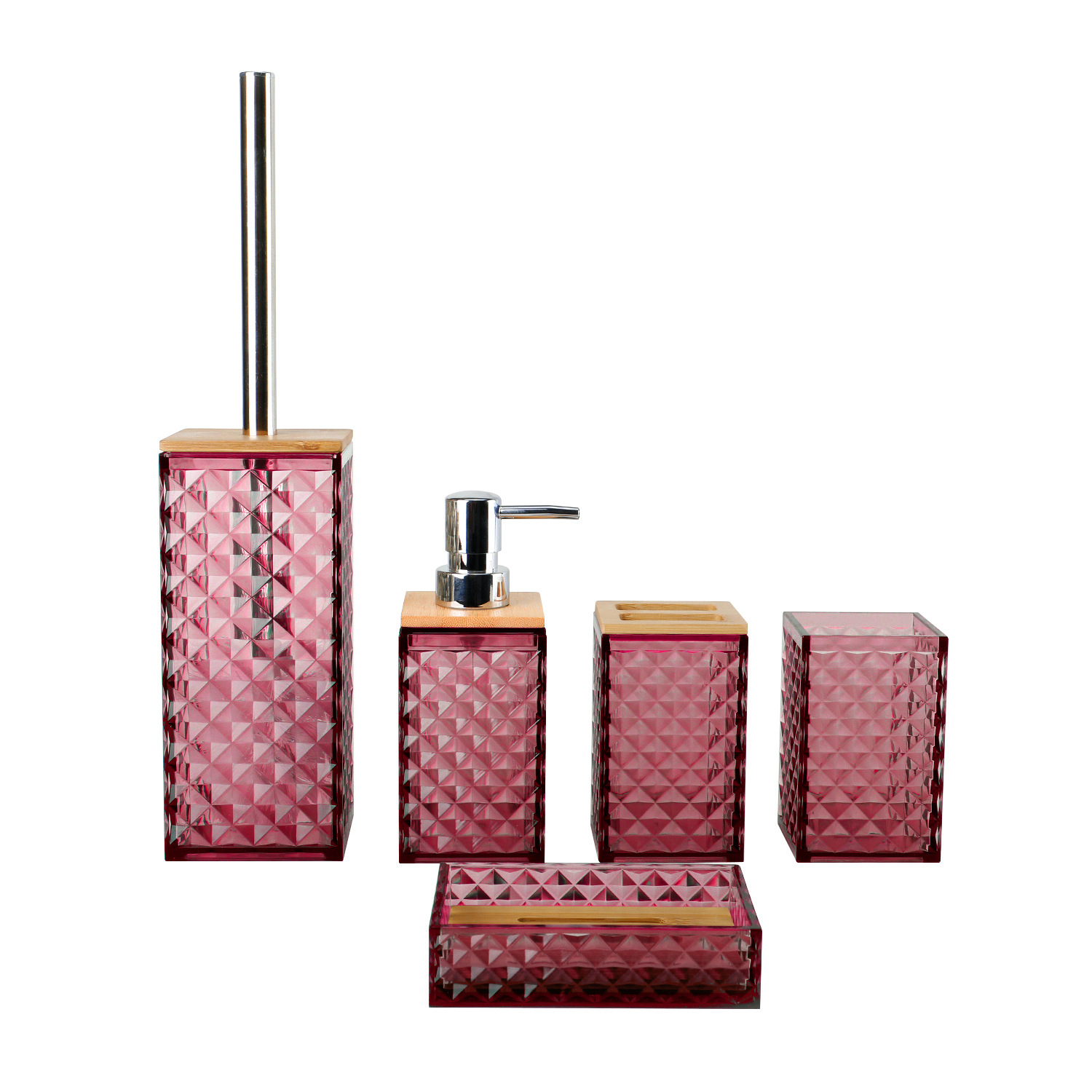 5002-5 Cubierta de bambú de cinco piezas - vino rojo