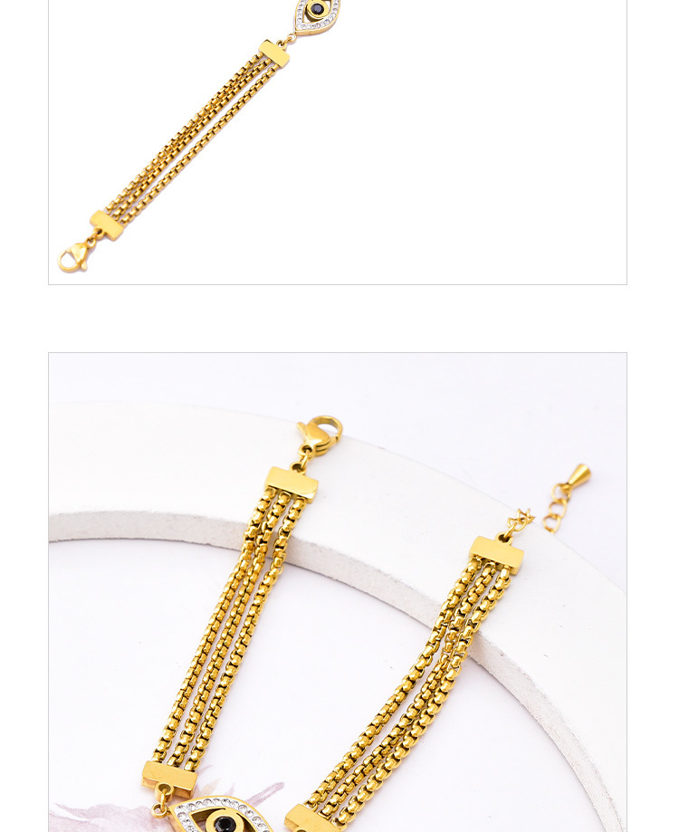 Devil'S Eye Pattern Women'S Gender Retro Devil's Eye Titanium Steel Inlay Zircon Bracelets 1 Piece