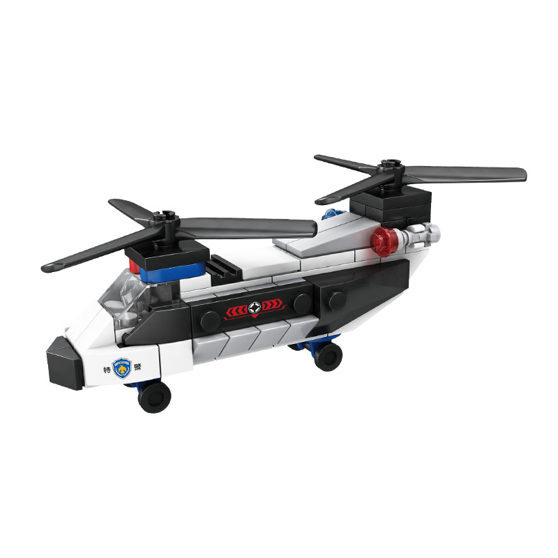 Conjunto creativo q versión 1918B helicóptero de policía especial educativo para niños ensamblado bloques de construcción de juguetes al por mayor tienda física drenaje