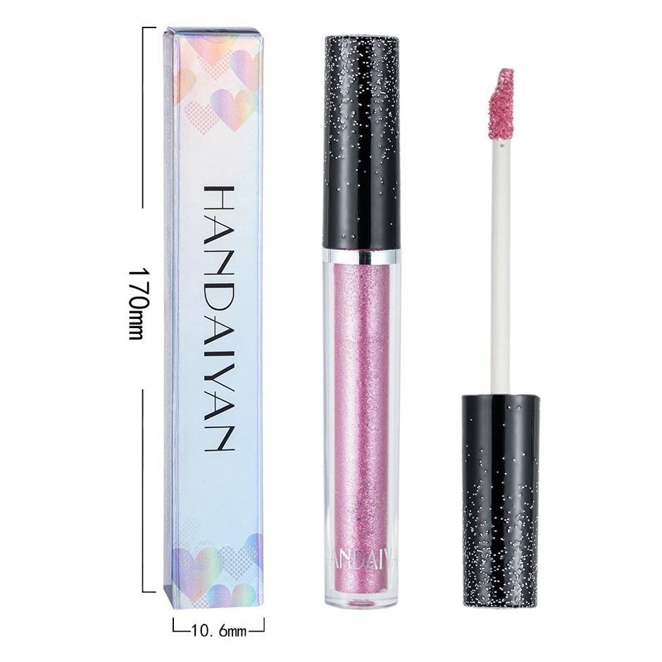 Sombra de ojos líquida transfronteriza de 12 colores HANDAIYAN, sombra de ojos perlada brillante, maquillaje líquido para ojos con efecto lágrima