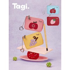 Tagi.水果皮质拼色金属镶钻卡扣卡包零钱包