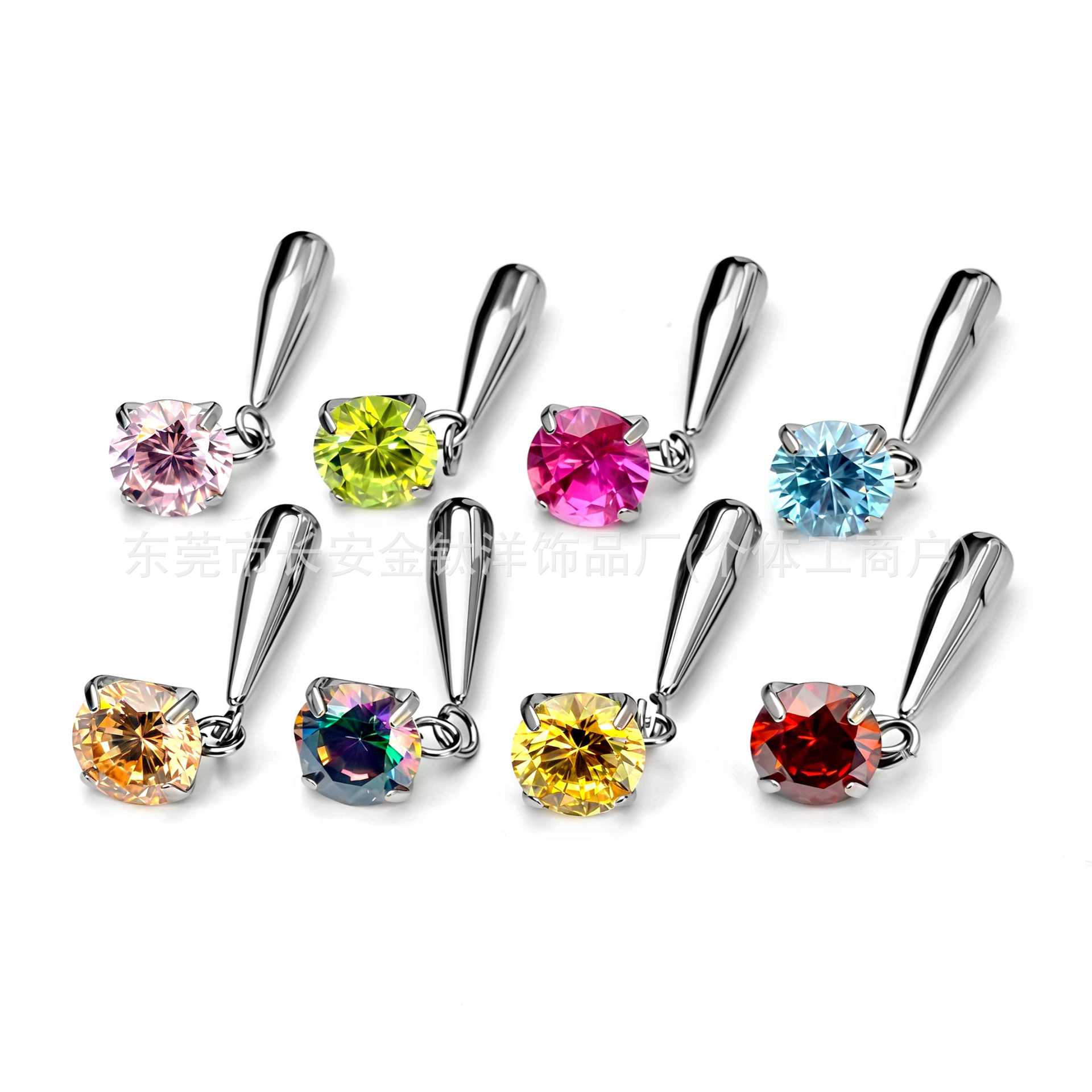 F136 Titanium Water Drop 5A Zircon Pendant Earring, Ear Bone Stud, Navel Stud, G23 Titanium Alloy Body Piercing Jewelry detail image 8