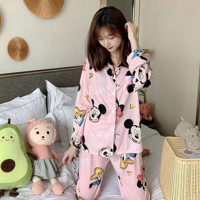Pijamas de Primavera y Otoño para Mujer, Estilo 2025, Conjunto de Dos Piezas de Manga Larga, Talla Grande, Informal, Bonito, Conjunto para Estar en Casa en Otoño e Invierno