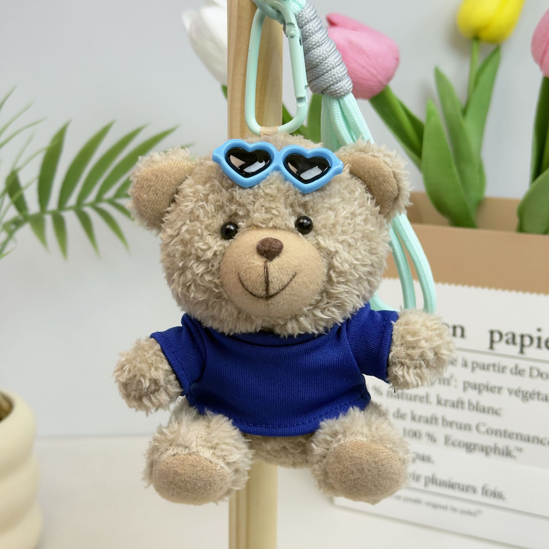 Suéter Teddy Bear Keychain bolsas colgantes muñecas de peluche creativas lindas gafas piloto Teddy Bear