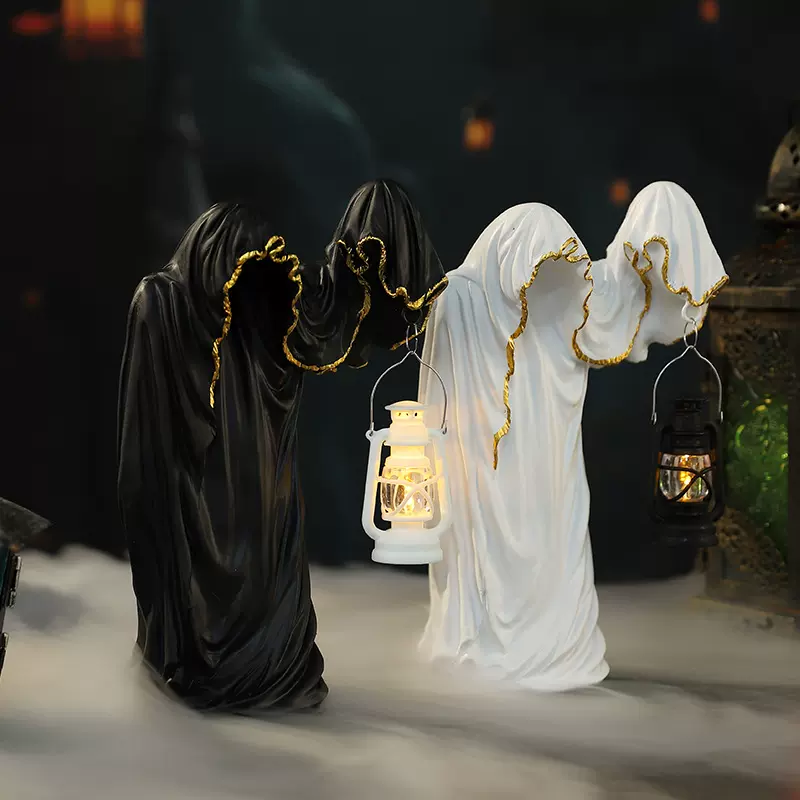 万圣节佝偻法师树脂摆件黑袍巫师影视场景道具密室逃脱幽灵装饰品