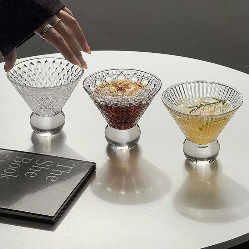 日式创意玻璃杯轻奢高颜值漂亮杯子咖啡杯鸡尾酒杯果汁杯茶水杯|undefined
