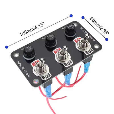 Car, Rv, and Boat Modification 3-Switch Panel Combination 12-24V with 10A Fuse Toggle Control Switch (Power supply, ignition system accessories) - 3-people