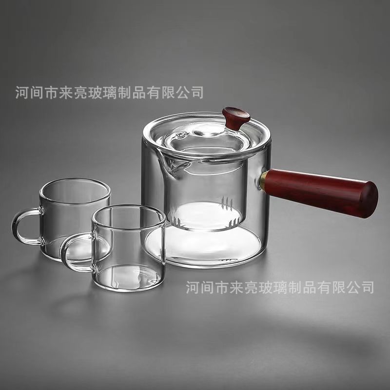 Tetera en la estufa, olla lateral de vidrio, tetera de espuma resistente al calor engrosada de gran capacidad, té en casa, juego de té Kung Fu