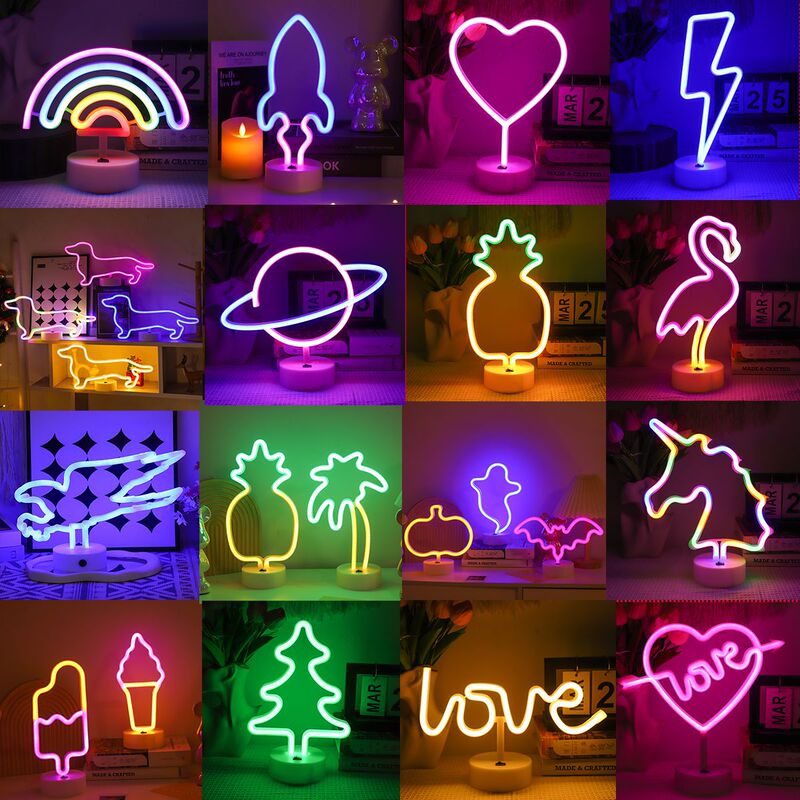 Amazon's Popular Led Base Neon Night Light, Glowing Sign, Bar Atmosphere Decorative Light, Neon Atmosphere Light