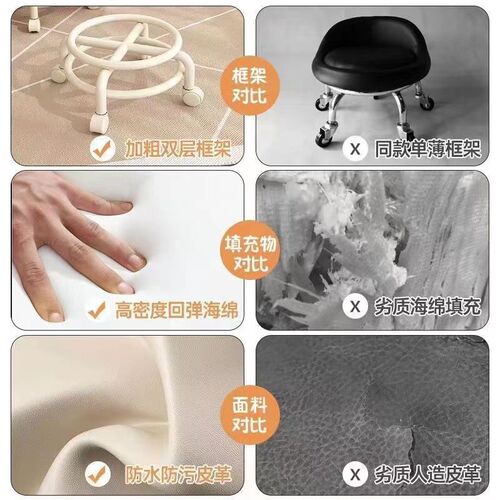 Household pulley stool, baby-walking aid, learning step stool, lazy round stool, roller skating grout, backrest small chair, small stool