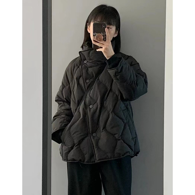 Short Black Quilted Cotton Jacket for Women, Winter 2024 New Style, High-End, Super Nice-Looking, Super Thick Jacket