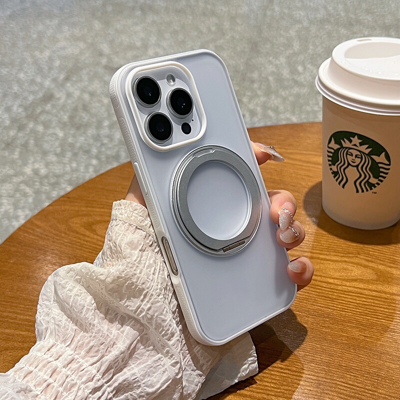 新款磁吸支点壳适用iphone16pro手机壳简约侧边防滑苹果15promax创意旋转支架14pro透色磨砂防摔16情侣保护套|undefined