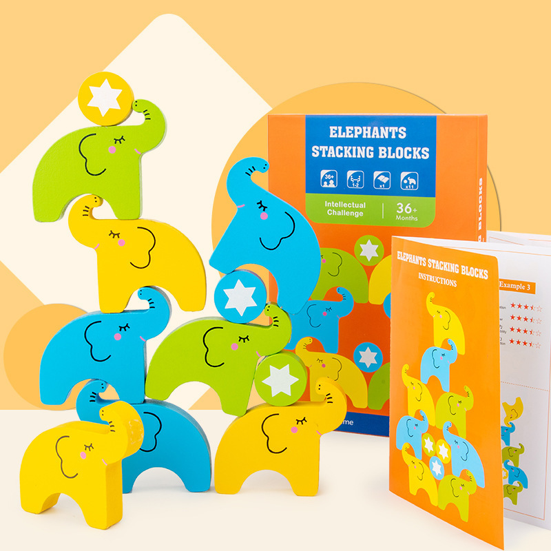 Elefante equilibrio laminado juguetes de bloques de construcción juguetes experimentales científicos juguetes de puzzle para niños ejercicios de equilibrio juguetes de madera