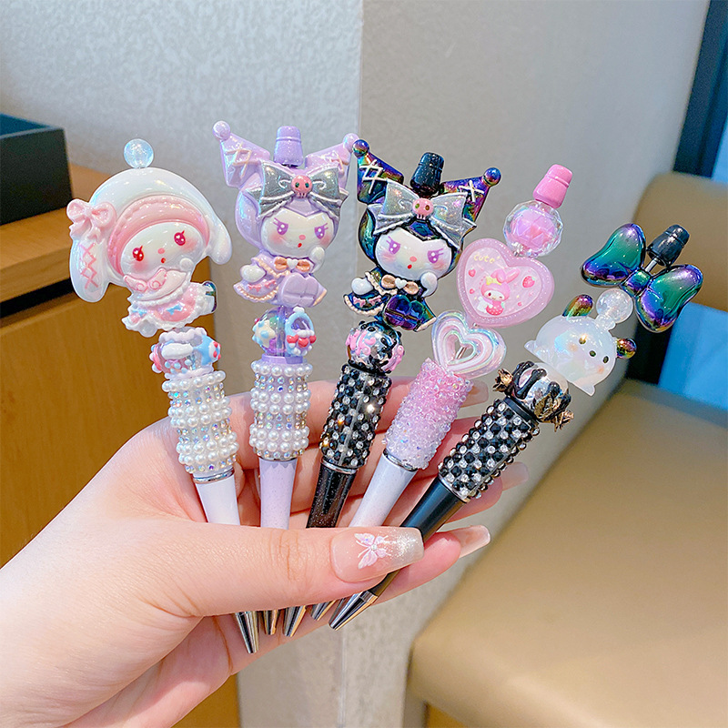sanrio crystal shining diamond rotating gel pen black cute girl girl dream melody beaded pen student