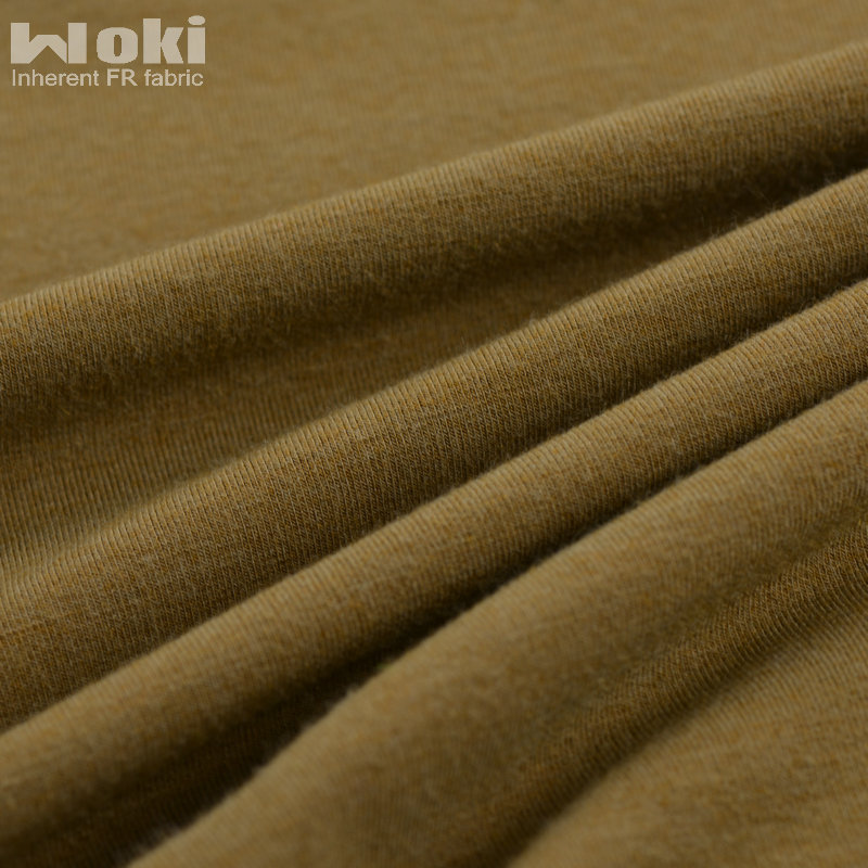 防火卡其色永久阻燃单面弹力汗布功能性面料（详情请咨询后下单）