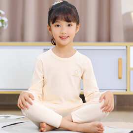 2024年儿童秋衣秋裤纯棉套装8095  女童宝宝保暖舒绒彩棉内衣