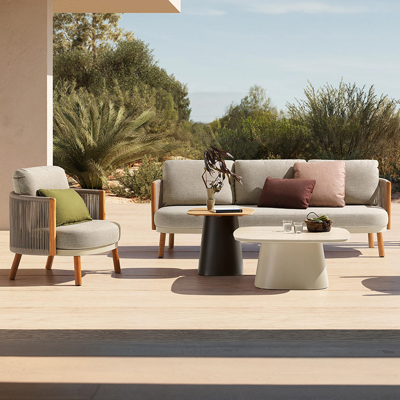 Sofá al aire libre patio villa jardín balcón al aire libre ocio varilla al aire libre impermeable muebles de teca combinación de protección solar