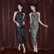 Spring and Summer 2025 New Tie-Dye Flocking Sleeveless Long Cheongsam New Chinese High-end Sense Slim-fit Cheongsam Girl