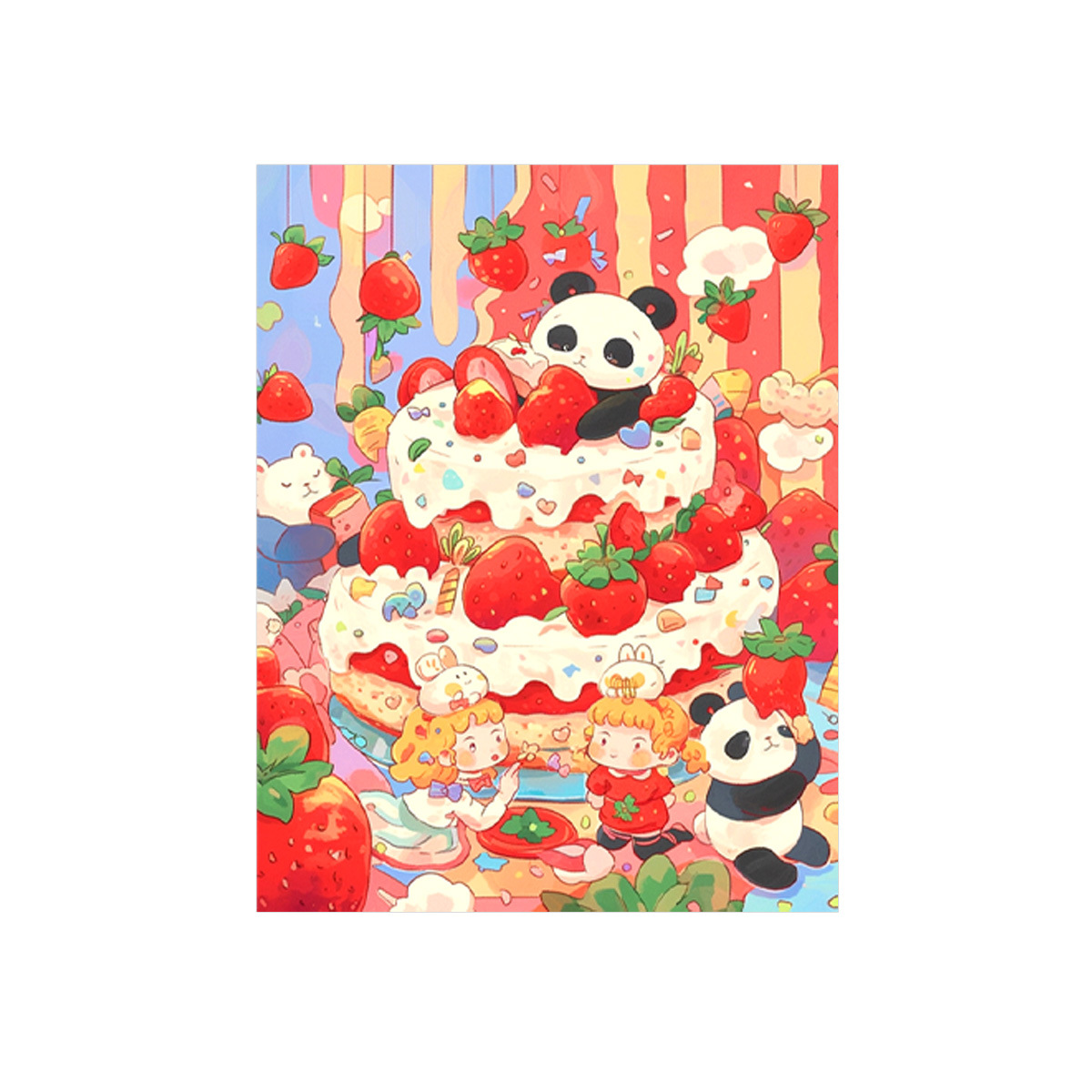 [Algodón importado] Mona Lisa Real Panda Strawberry Party nuevo bordado simple y lindo a mano image 5