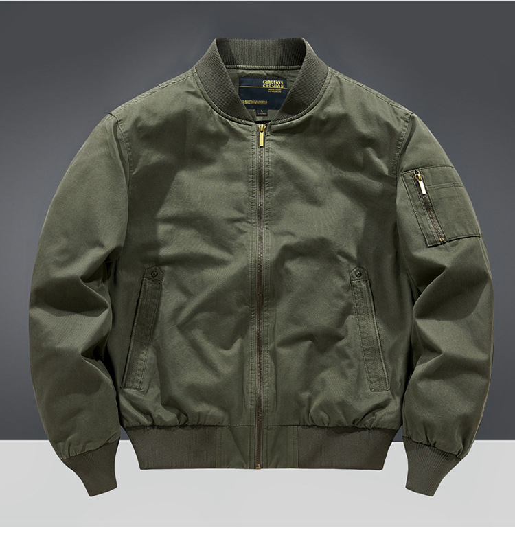 Men's Clothing 2024 new pure cotton pilot jacket men's spring and autumn loose large size men's baseball uniform workwear jacket thin_voghion.com
