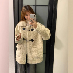 韩系翻领甜美温柔奶fufu羊羔毛外套女皮毛一体毛绒绒大衣秋冬加厚