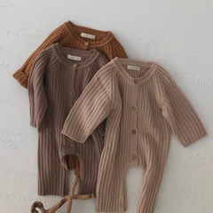 Korean-style Insta-inspired baby sets for autumn and winter, unisex, long-sleeved knitted romper suits for crawling and outdoor wear
