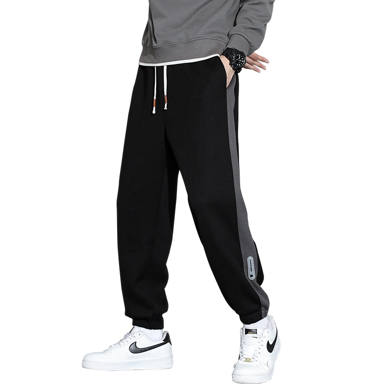 Pants Men's Summer Thin Sports Casual Pants Loose All-match Men's Black Waffles Pants