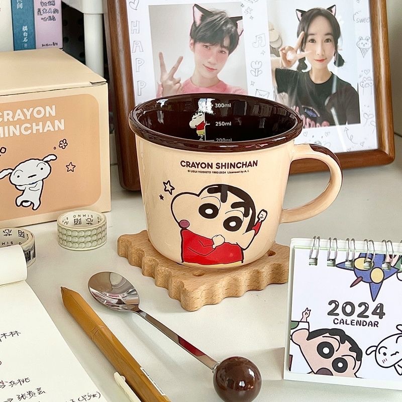 かわいい陶器製マグカップ、目盛り付き、クレヨンしんちゃん、子供用、カップル用、朝食カップ、誕生日プレゼント|undefined