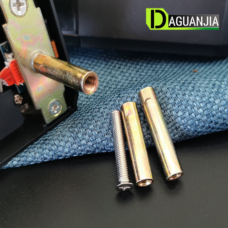 Fingerprint lock accessory sleeve M5 flat double-port full-thread bolt double-ended stud sleeve inner-thread lock installation set