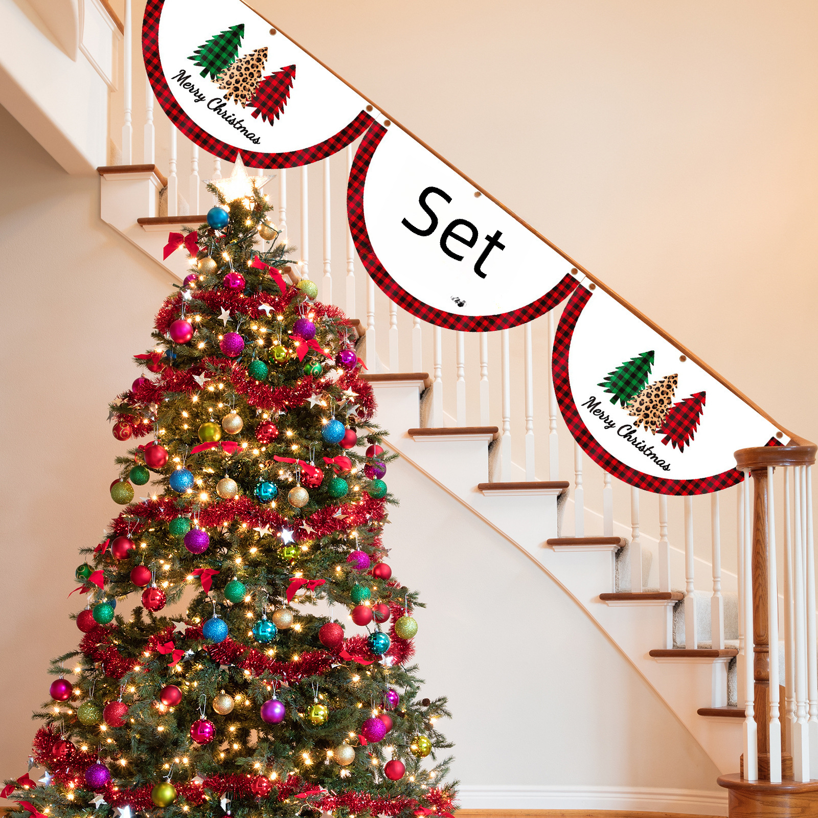 Cross-border new Christmas fan flag outdoor hanging flag door hanging Christmas decorations creative cartoon printing_voghion.com