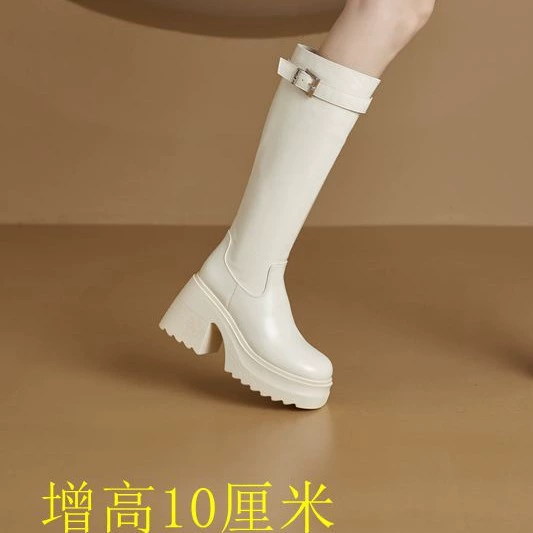 Длинные сапоги на массивном каблуке, женские сапоги длиной 10 см, но до колена, толстые узкие сапоги, рыцарские сапоги на высоком каблуке