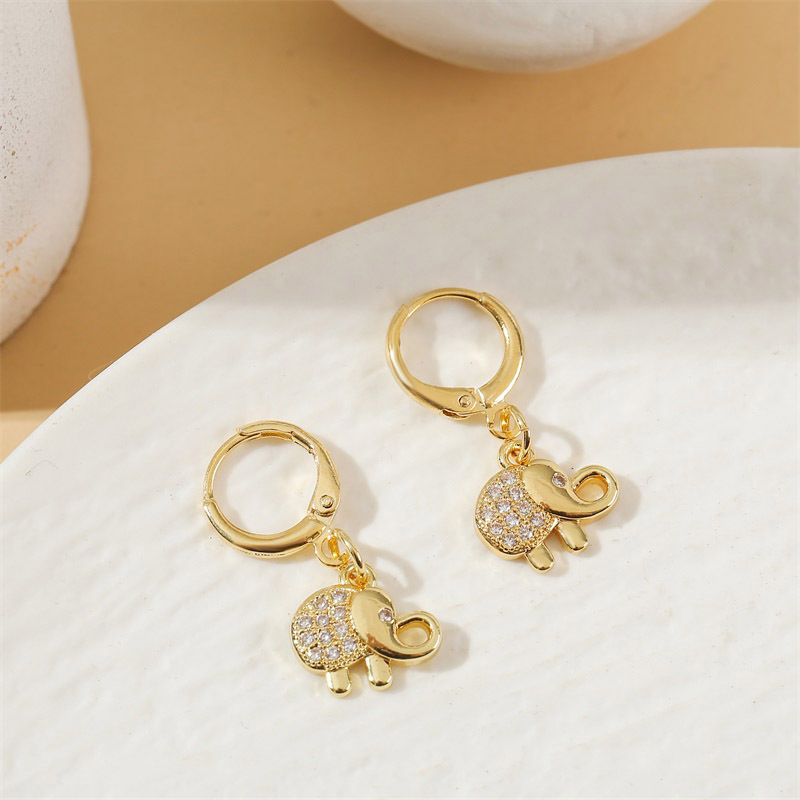 Pendientes De Elefante De Circonio Con Incrustaciones De Cobre Al Por Mayor Nihaojewelry display picture 5