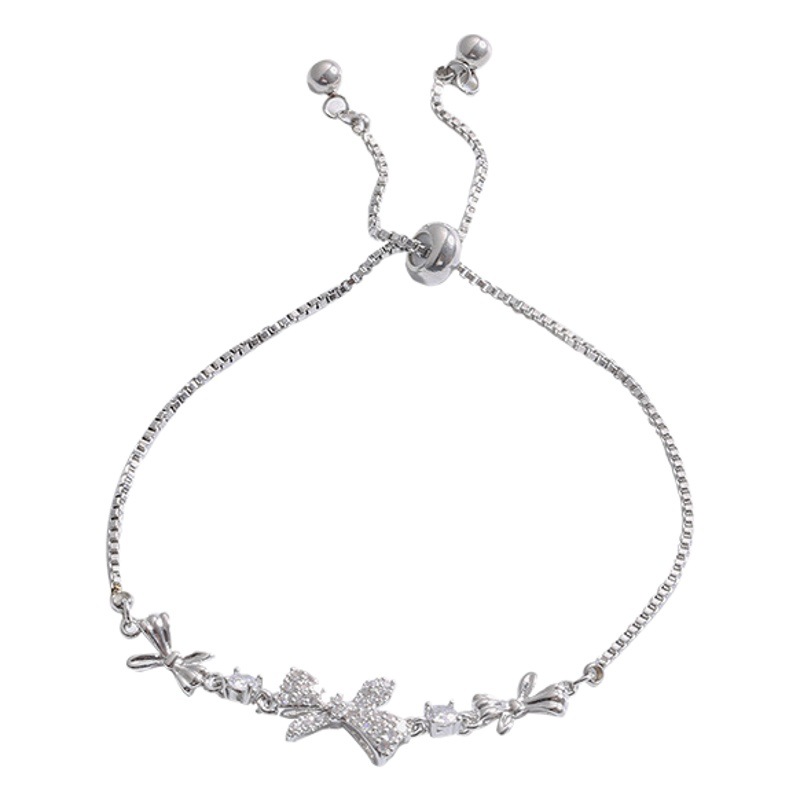 INS estilo arco diamante titanio acero pulsera diseño femenino sentido nicho plata novias pulsera pull-out mano joyería