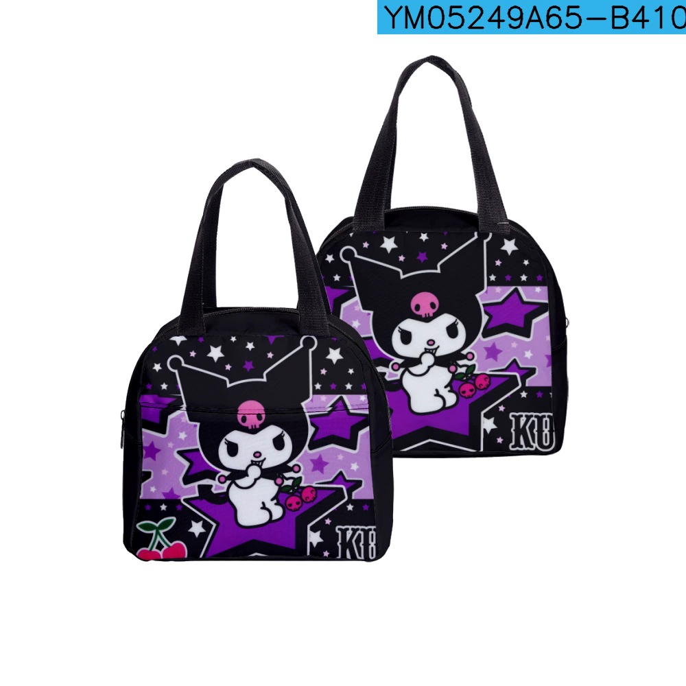 Lunch bag (Kuromi) — hand‑carry school lunch tote, zip closure, lightweight 0.15 kg