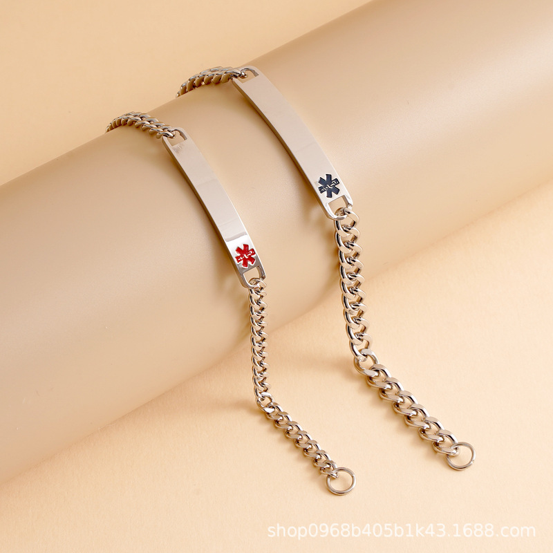 Cross-Border New Stainless Steel Nurse Bracelet Jewelry Handmade Medical Symbol Bracelet with Engraving DIY Nurse's Day