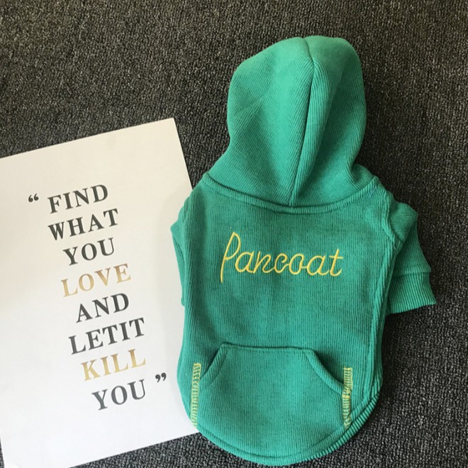 加厚宠物衣服复合加绒卫衣英文刺绣狗衣服