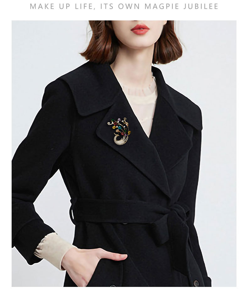 新款气质优雅奢华彩色凤凰胸针小众轻奢灵动精致胸花国