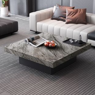 Popular Italian Minimalist Slate Square Coffee Table Combination Light Luxury Living Room Home Nordic Style High and Low Marble Coffee Table